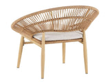 Cyril Outdoor Wicker Papasan Style Dining Chair, Teak Finished Leg and Light Brown Faux Rattan, N775P271975B