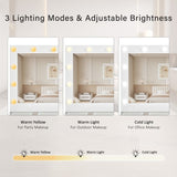 43.3" Vanity Desk with Large Mirror Hollywood Bulbs, Modern Glass Top Makeup Vanity with Drawers N704P263505K