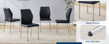 Luxury Simple Chair - Set of 4 BLACK PU Material High Resilience Dining Chair with Metal Silver W1151P282690