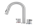8-Inch Widespread Lavatory Faucet, 2-Handle 3-Hole with Pop-Up Drain and 360&deg Pull-Down Sprayer, 07799121