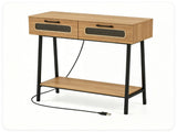 LED Console Table with Remote, 36 Narrow Entryway Table with 2 Fluted Drawers & Open Shelf, 16 RGB 10463961