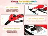 2-in-1 Kids Snow Racer Sled with Tow Rope, 30&deg Steering & Dual Foot Brakes Downhill Ski Sled, 01237271