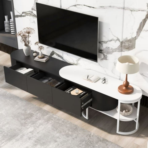 ZUN U-Can 67.7''-76.4'' Modern Extendable TV Stand for TVs up to 75 Inches, Entertainment Center Media N724P206549B