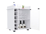 Bar Cart, Glass Door, Four Casters, Two Shelves, White B097133032