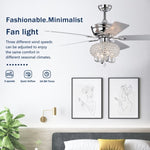 ZUN 52 inch Crystal Ceiling Fan with Lights Fandelier Chandelier Reversible Blades 3 Wind Speeds Remote W1592P162637