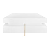 ON-TREND Modern High Gloss Coffee Table with 4 Drawers, Multi-Storage Square Cocktail Tea Table with WF314582AAK