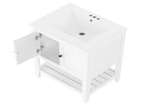 24" White Modern Sleek Bathroom Vanity Elegant Ceramic Sink with Solid Wood Frame Open Style N725P246473K