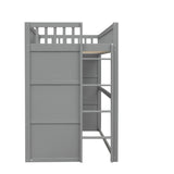 ZUN Twin Size House Loft Bed With Ladder-Gray 78621187