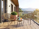 3-Piece Patio Set, 2 Acapulco Chairs Tempered Glass Table, PE Rope Powder-Coated Steel Frame 15680874