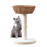Handwoven Cat Tree Tower - Natural Material Cat Condo with Nest Basket Bed, Cotton Scratching Post, 23226975