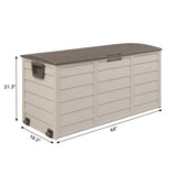 ZUN 75gal 260L Outdoor Garden Plastic Storage Deck Box Chest Tools Cushions Toys Lockable Seat 98777319