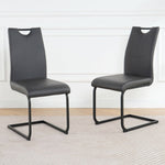 ZUN Modern Charcoal PU dining chair living room chair upholstered chair, black metal chair leg design, W210P199090