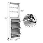 ZUN Mirror Shoe Cabinet With 3 Flip-Tier Drawers, Mirror Shoe Rack Organizer Store Ample Shoes, W760P206370