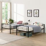 Twin Over Twin Metal Bunk Bed with trundle Black W2297P293753