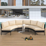 ZUN Patio Furniture Set, 3 Piece Curved Outdoor Conversation Set, All Weather Sectional Sofa with 70192132