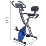 ZUN Folding Exercise Bike, Fitness Upright Recumbent with 16-Level Adjustable Resistance, Arm Bands 82325216