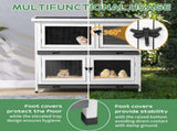 2 Story Solid Wood Rabbit Hutch Bunny Cage with 2 Large Main Rooms, Indoor Outdoor Rabbit House 48194609