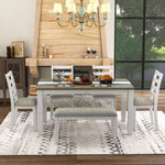 ZUN Rustic Style 6-Piece Dining Room Table Set with 4 Upholstered Chairs & a Bench 40118029