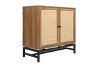 ZUN Set of 2, Natural rattan, 2 door cabinet, with 1 Adjustable Inner Shelves, rattan, Accent Storage W688P144549