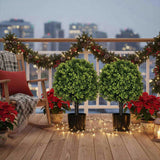 2PCS Set 22in Artificial Trees Natural Full Bodied Artificial Topiary Ball Plants for Outdoor Front 27579461