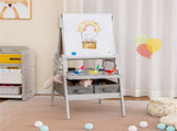 Gray 3-in-1 Art Easel with Magnetic Chalkboard and Whiteboard 21426937