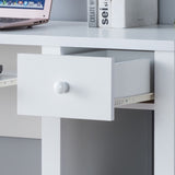 Student desk with hutch home office desk 39"W Compact desk Writing Desk Laptop Desk White One drawer B107P270511