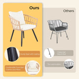 5 Piece Patio Bistro Set with Ottoman, Outdoor Wicker Apartment Balcony Furniture Sets, Rattan Table T2712P305913