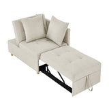 Convertible Sleeper Sofa Chair Adjustable Backrest Recliner with Pullout Sofa Bed with Wheels, W1413P227519