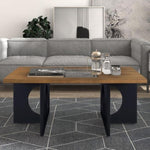 ZUN 47" Contemporary Wood Rectangular Coffee Table with Clear Tempered Glass Top, Black and Light W1202P163998