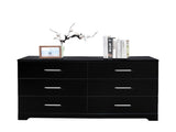 6 Drawer Double Dresser for Bedroom, Wide Storage Cabinet for Living Room Home Entryway, Black 37321559