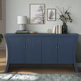 Refined Industrial 4-Door Credenza with Wooden Arc Legs & Bronze Clasps Advanced Storage Design, W1445P256460
