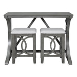 ZUN TOPMAX Farmhouse 3-Piece Counter Height Dining Table Set with USB Port and Upholstered Stools,Gray WF298225AAE