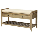 ZUN TREXM Shoe Rack with Cushioned Seat and Drawers, Multipurpose Entryway Storage Bench WF195386AAN