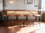 Industrial 5-Piece Bar Table and Swivel Stool Set 1 Table 4 Chairs 83.8 Inch Brown 3cm Fake Thick 56276013