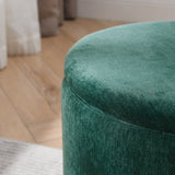 2-Piece Set Round Chenille Storage Ottoman, Equipped with a Drum Shaped Small Stool, Storage Space, W487P179603