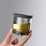 Bonston heat-resistant glass teapot, magnetic switch, dark grey glass, Gold handle, 23.6 oz, BP19 47619590