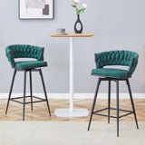 Two rotating bar stools with breathable cotton and linen soft cushions, in a retro green seat and W2920P281917