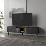 ZUN Dragon Tv Stand with 2 Doors and Open Storage, Wengue B128P263715