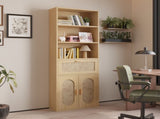 3-layer 1-drawer with double doors Triamcinol board rattan surface 60*23.5*180cm display cabinet 52877457
