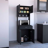 Della 60 Kitchen Pantry with Countertop, Closed & Open Storage -Black B07091840