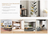 White Tree-Shaped Bookshelf, 10 Open Shelves & Foldable Fabric Drawer, Space-Saving Corner Design 35034916
