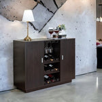 ZUN Espresso 2-Door Wine Cabinet B062P209331