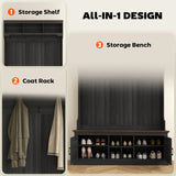 Storage Cabinet Hall Tree Entryway Bench with Coat Rack 37653115