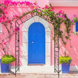 Metal Garden Arch L56.3'' x W16.93'' x H94.5'' Climbing Plants Support Rose Arch Outdoor Black W1586P268784