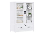 White MDF, melamine faced, wide style, large single drawer with glass display door, 82106674