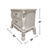 2 Drawers Poplar Wood Nightstand in Bone White Finish B016P261565