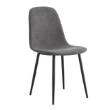Comfortable Linen-Cotton Dining Chair Set - Six Pieces in Dark Gray.Integrated Seat and W1151P283077