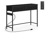 Industrial Console Table with Charging Station, 31.5 inch Narrow Entryway Table with 2 Fabric 60535580