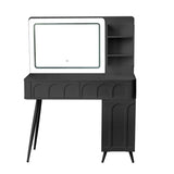 Modern Makeup Vanity Desk with LED Lights & Mirror, 4 Drawer Dressing Table Set with Stool, 3 Colors N844P257529B