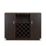 ZUN Espresso 2-Door Wine Cabinet with Stemware Rack B062P215513